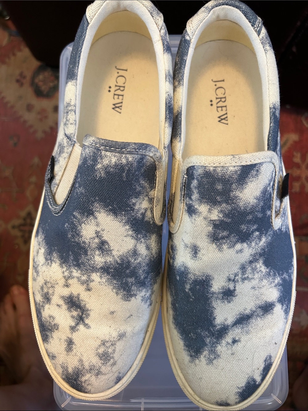 J. Crew Blue and White Tie-Dye Slip-On Sneakers